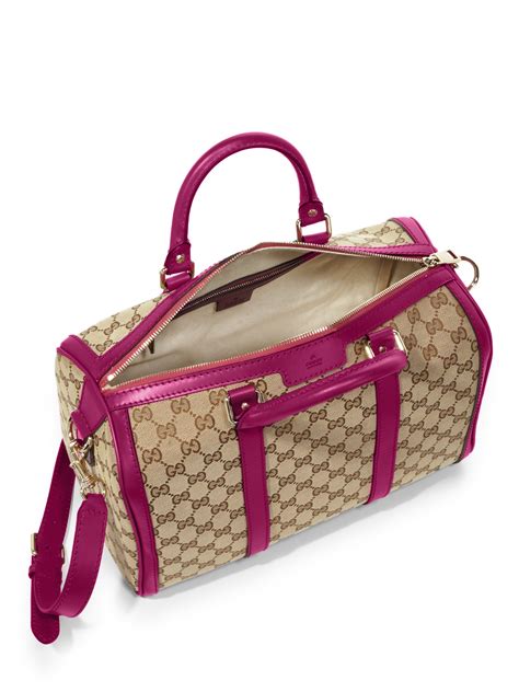 gucci canvas pink small bag|Gucci coated canvas tote.